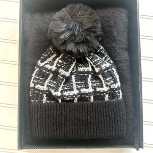 NWT Marcus Adler Scarf & Hat 2 piece Box Set Black & White